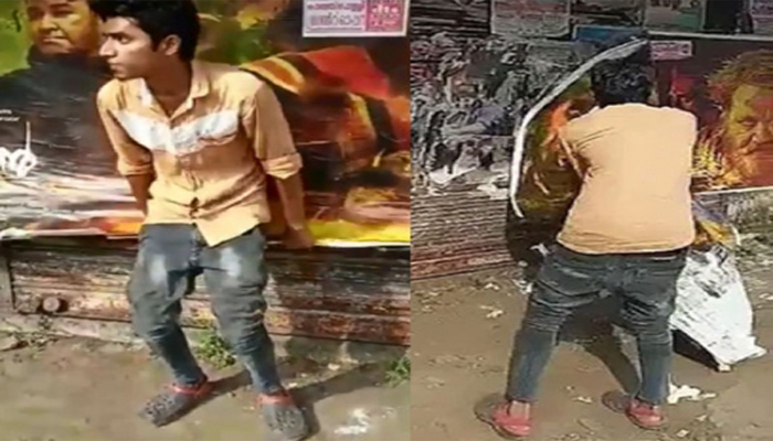 ഒടിയന്റെ പോസ്റ്റര്‍ വലിച്ച് കീറുന്ന യുവാവിന്റെ വീഡിയോ വൈറലാക്കി സോഷ്യല്‍മീഡിയ !