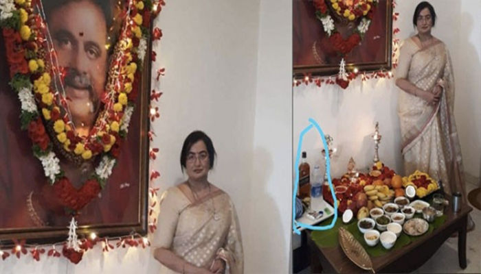 അംബരീഷിന്റെ മരണാനന്തര ചടങ്ങില്‍ പൂജാവസ്തുക്കള്‍ക്കൊപ്പം മദ്യക്കുപ്പിയും സിഗരറ്റും വച്ച സുമലയ്ക്കെതിരെ വിമര്‍ശനവുമായി സോഷ്യല്‍മീഡിയ; തെലുങ്ക് ആചാരാപ്രകാരം നടത്തിയ പൂജയുടെ ഫോട്ടോകള്‍ വൈറല്‍