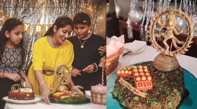  നടരാജനും ചിലങ്കയുമൊക്കെ ചേര്‍ന്ന കേക്ക് മുറിച്ച് ആഘോഷം; മകനും മാതാപിതാക്കള്‍ക്കും സുഹൃത്തുക്കള്‍ക്കും ഒപ്പം പിറന്നാളാഘോഷം കെങ്കെമമാക്കി നവ്യ