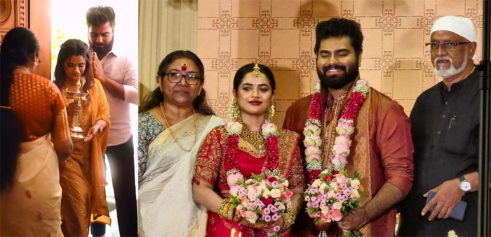  മഞ്ഞ സല്‍വാറില്‍ സുന്ദരിയായി ആരതി റോബിന്റെ തിരുവവന്തപുരത്തെ വീട്ടിലെത്തി; കാല്‍ കഴുകി നിലവിളക്ക് നല്കി സ്വീകരിച്ച്് കുടുംബാംഗങ്ങള്‍;  ഗൃഹപ്രവേശ വീഡിയോ പങ്ക് വച്ച് താരങ്ങള്‍;എന്റെ തീയ്യത്തിയുടെ ബന്ധുവാണ് വധുവെന്ന് കുറിച്ച് താരങ്ങള്‍ക്ക് ആശംസയുമായി നടന്‍ ശ്രീരാമന്‍ 