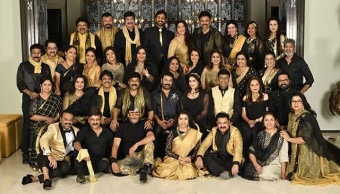 ഇത്തവണ താരങ്ങള്‍ എത്തിയത് കറുപ്പും ഗോള്‍ഡന്‍ കളറും ഇടകലര്‍ന്ന ഡ്രസ് കോഡില്‍; ആഘോഷങ്ങള്‍ ഒരുക്കിയത് ചിരഞ്ജിവിയുടെ വീട്ടില്‍; എണ്‍പതുകളിലെ താരങ്ങളുടെ വാര്‍ഷിക ഒത്തുകൂടല്‍ ചിത്രങ്ങള്‍ കാണാം