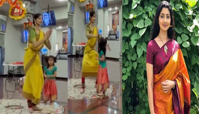 കണ്ണനു മുന്നില്‍ നൃത്തമാടി ദിവ്യാ ഉണ്ണി; അമ്മയ്ക്ക് ചുറ്റും വട്ടമിട്ട് കളിച്ച് മകളും;  മനോഹരമായ ഡാന്‍സ് വീഡിയോ വൈറൽ
