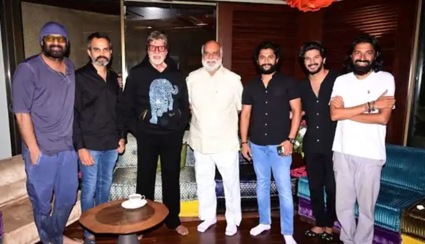  പ്രഭാസിനും അമിതാഭ് ബച്ചനും പ്രശാന്ത് നീലിനുമൊപ്പം ദുല്‍ഖര്‍ സല്‍മാന്‍; പ്രചരിക്കുന്നത്  തെലുങ്കിലെ നിര്‍മ്മാണ കമ്പനി വൈജയന്തി മൂവീസിന്റെ പുതിയ ഓഫീസ് കെട്ടിടത്തിന്റെ ഉദ്ഘാടനത്തോടനുബന്ധിച്ചുള്ള ചിത്രം; ഒരു പാന്‍ ഇന്ത്യന്‍ ക്ലിക്ക് ഏറ്റെടുത്ത് സോഷ്യല്‍ മീഡിയ