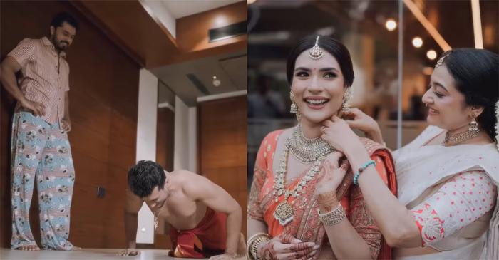 സൂപ്പറായിരിക്കുന്നു കണ്ണായെന്ന്  പാര്‍വ്വതി; വിവാഹ വേഷത്തില്‍ പുഷ് അപ്പ് യെ്ത് കാളിദാസ്; പഞ്ചകച്ചം സ്‌റ്റൈലില്‍ മുണ്ടും മേല്‍മുണ്ടും ധരിച്ച് രാജകുമാരനായി ഒരുങ്ങി കാളിദാസ്; വിവാഹ ഒരുക്കങ്ങളും സന്തോഷവും കോര്‍ത്തിണക്കിയ വിവാഹ വീഡിയോ പുറത്ത്