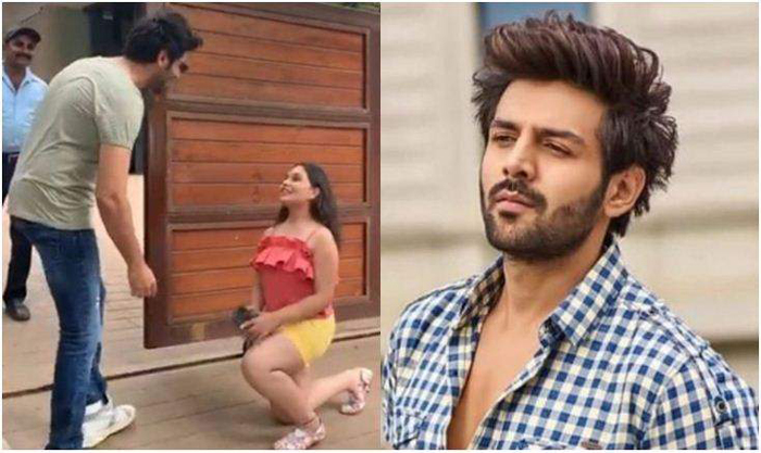 വീടിന് മുന്നില്‍ കാത്ത് നിന്ന ശേഷം താരത്തെ കണ്ടപ്പോള്‍ മുട്ടില്‍ നിന്ന് പെണ്‍കുട്ടിയുടെ പ്രണയാഭ്യര്‍ത്ഥന; ബോളിവുഡ് നടന്‍ കാര്‍ത്തിക് ആര്യനോട് ആരാധികയുടെ സ്‌നേഹം പ്രകടനം ഇങ്ങനെ