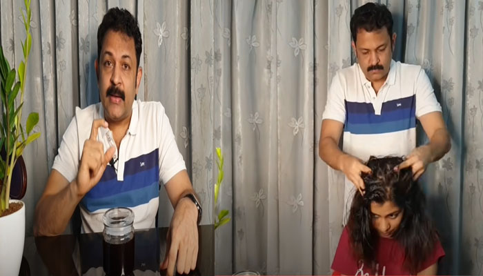 മക്കളുടെ തലമുടിയുടെ വളർച്ചയ്ക്ക് ഉപയോഗിക്കുന്നത്  ഈ എണ്ണയാണ്; മക്കൾക്ക് എണ്ണ തയ്യാറാക്കി കൊടുത്ത് നടൻ കൃഷ്‌ണ കുമാർ 
