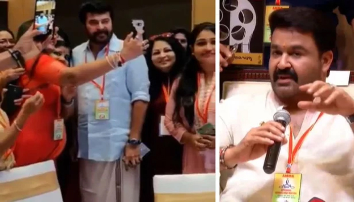 മമ്മുക്കയ്‌ക്കൊപ്പം പടമെടുക്കാൻ നടിമാരുടെ തിരക്ക്; ഗ്രൂപ്പ് ഫോട്ടോ എടുക്കാൻ മമ്മൂട്ടി ഇരുന്നത് സഹതാരങ്ങൾക്കൊപ്പം വെറും നിലത്ത്; കേരള സ്റ്റൈൽ കുർത്തയും മുണ്ടും ധരിച്ച് ലാലേട്ടന്റെ എൻ്ട്രിയും മാസായി; അമ്മയുടെ ഇരുപത്തഞ്ചാം വാർഷിക പൊതുയോഗത്തിന്റെ ചിത്രങ്ങളും വിശേഷങ്ങളും ഏറ്റെടുത്ത് സോഷ്യൽ മീഡിയയും