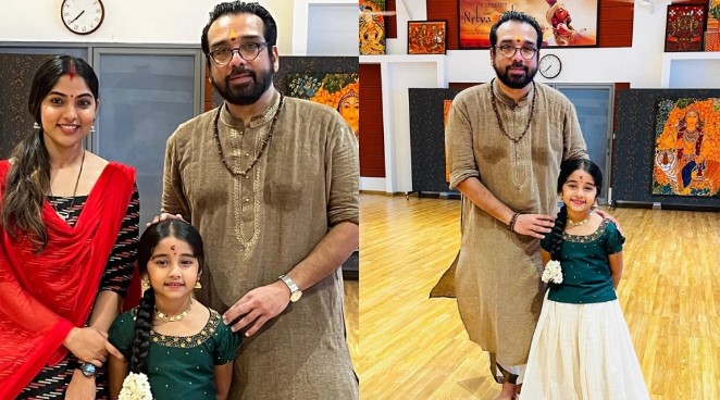 വിജയദശമി ദിനത്തില്‍ വീനിതിന് ദക്ഷിണ നല്കി മുക്തയുടെ മകള്‍; കണ്‍മണിയെ നൃത്തത്തിന്റെ ലോകത്തേക്ക് കൈപ്പിടിച്ച് കയറ്റുന്ന സന്തോഷം അറിയിച്ച് ചിത്രങ്ങള്‍ പങ്ക് വച്ച് നടി മുക്ത