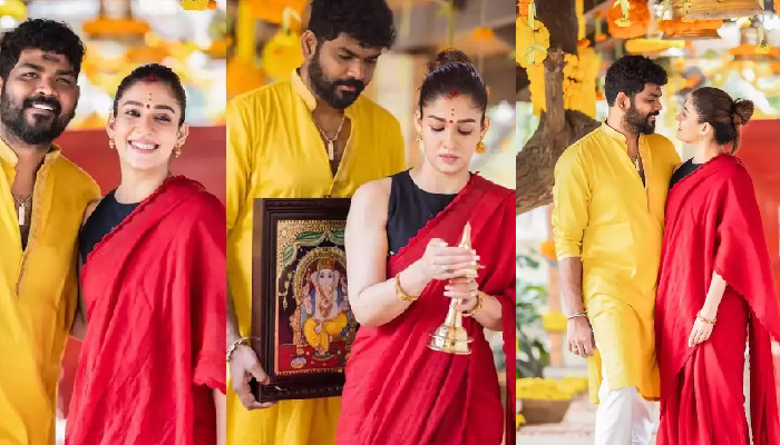 നിലവിളക്കും കയ്യിലേന്തി സാരി ഉടുത്ത് കാവിലെ ഭഗവതിയെ പോലെ നയൻ‌താര; പിന്നാലെ എല്ലാത്തിനും ചുക്കാൻ പിടിച്ച് വിഘ്‌നേശ്; പുതിയ തുടക്കത്തിന്റെ ചിത്രങ്ങൾ വൈറൽ 