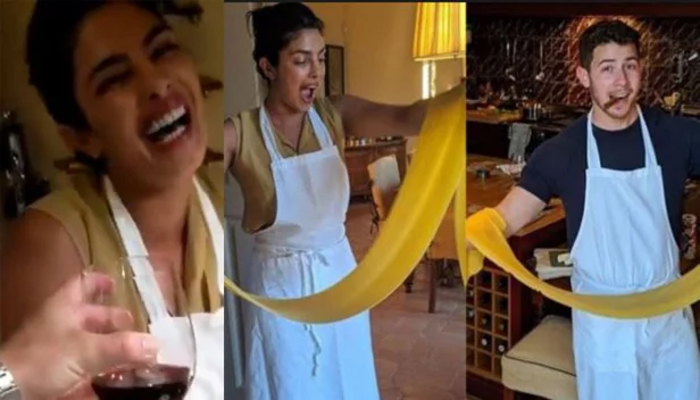 സന്തോഷവതിയായി പാചകം ചെയ്യുന്നതിനിടെ ഒരു ഗ്ലാസ് വൈനും ഓഫറായി എത്തി; ബോളിവുഡ് റാണി പ്രിയങ്ക ചോപ്രയും ഭർത്താവ് നിക്ക് ജോനാസും പാസ്ത പാചകം ചെയ്യുന്ന വീഡിയോ സമൂഹ മാധ്യമത്തിൽ വൈറൽ