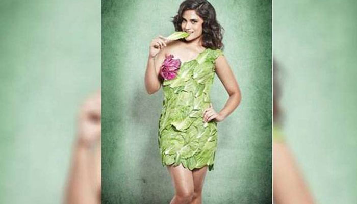 ക്യാബേജിന്റെ ഇലകള്‍ മറച്ച വസ്ത്രം ധരിച്ച് ഫോട്ടോ ഷൂട്ടില്‍ റിച്ഛ ഛദ്ദ;ഭക്ഷ്യസുരക്ഷയുടെ പ്രാധാന്യം അറിയിക്കാനെന്ന് താരം; മുയലുകളുടെ കണ്ണില്‍പ്പെടരുതെന്ന് ആരാധകരുടെ കിടിലന്‍ ട്രോളും