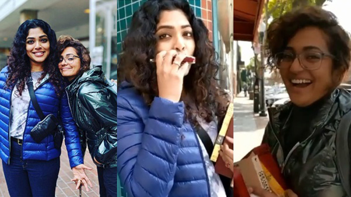 കൈയ്യില്‍ നിറയെ പുസ്തകങ്ങളുമായി കാലിഫോര്‍ണിയന്‍ നിരത്തുകളിലൂടെ മൗത്ത് ഓര്‍ഗന്‍ വായിച്ച് ആസ്വദിച്ച് നടന്ന് നടി പാര്‍വ്വതിയും റിമ കല്ലിങ്കലും;  കൂട്ടുകാരികള്‍ അവധിയാഘോഷത്തിനായി അമേരിക്കയില്‍
