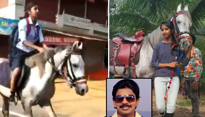 കുതിരപ്പുറത്തേറി പത്താംക്ലാസ് വിജയം കൈവരിച്ച കൃഷ്ണയെക്കാണാന്‍ സന്തോഷ് പണ്ഡിറ്റെത്തി; കൃഷ്ണയാണ് യഥാര്‍ത്ഥ ഉരുക്കുവനിതയെന്നും താരം