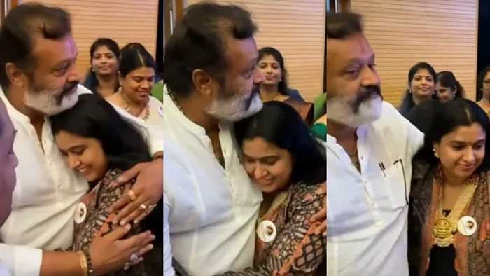 സുരേഷ് ഗോപിയെ കണ്ടതോടെ ഓടി വന്ന് നെഞ്ചത്ത് ചാരി സംയുക്ത; കണ്ണേട്ടനെയും മീനാക്ഷിയും ഓരേ ഫ്രെയിമിലെത്തിയ രംഗം സോഷ്യല്‍മീഡിയയിലും ഹിറ്റ്; കോഴിക്കോട് നടന്ന പി വി പി വി ഗംഗാധരന്റെ അനുസ്മരണ സമ്മേളനത്തില്‍ താരങ്ങള്‍ എത്തിയപ്പോള്‍