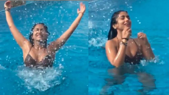 കുടുംബമായി തിരുവനന്തപുരത്ത് അവധിയാഘോഷിക്കാനെത്തി തെന്നിന്ത്യന്‍ നടി ശ്രിയ ശരണ്‍; ബിക്കിനിയില്‍ സ്വിമ്മിങ് പൂളില്‍ ഉല്ലസിക്കുന്ന വീഡിയോ പങ്ക് വച്ച് നടി