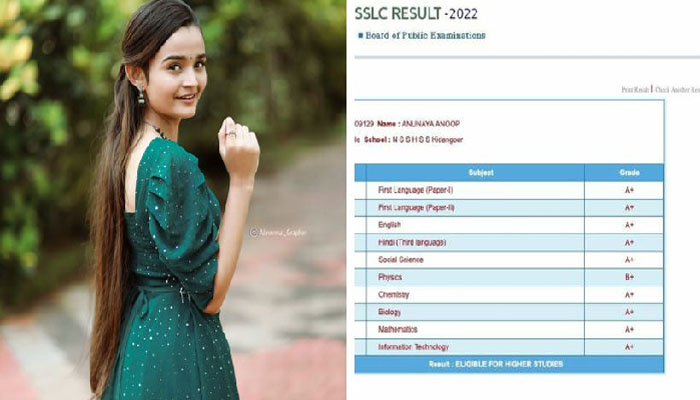 ഒന്ന് ബി പോസിറ്റീവായിരിക്കാൻ ബാക്കിയെല്ലാം എ പോസിറ്റീവ്’; എസ്എസ്എൽസി പരീക്ഷ ഫലം പങ്കുവച്ച് മീനാക്ഷി 