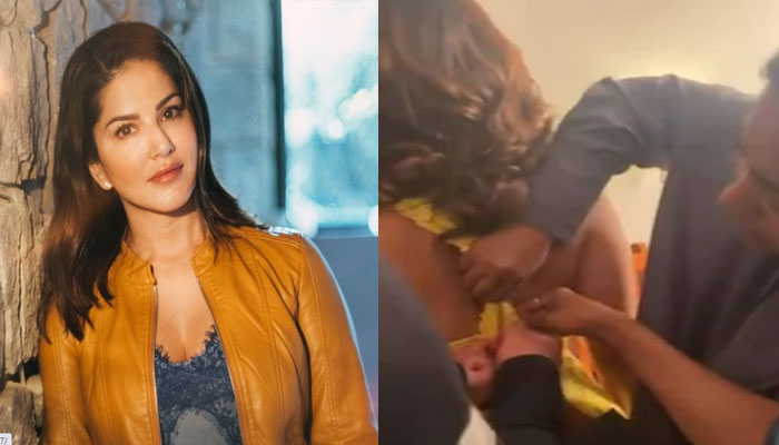 വിചാരിക്കും പോലെ അത്ര എളുപ്പമല്ല; കുപ്പായമൊന്ന് നേരെയാക്കാൻ പെടാപ്പാട് പെട്ട് സണ്ണി ലിയോണി; വീഡിയോ വൈറൽ