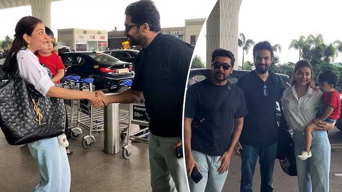 മുംബൈ എയര്‍പോര്‍ട്ടില്‍ വച്ച് അപ്രതീക്ഷിതമായി കണ്ട് മുട്ടി സൂര്യയും കാജല്‍ അഗര്‍വാളും; താരങ്ങളുടെ അപ്രതീക്ഷിത കൂടിച്ചേരല്‍ വീഡിയോ വൈറലാകുമ്പോള്‍