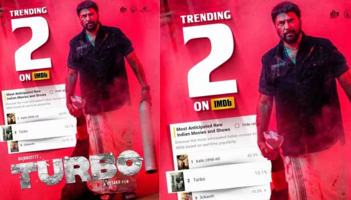 ടര്‍ബോ ജോസിനായി കാത്ത് ആരാധകര്‍; ഐഎംഡിബിയില്‍ മോസ്റ്റ് ആന്റിസിപ്പേഡ് ഇന്ത്യന്‍ മൂവീസില്‍ 'ടര്‍ബോ' രണ്ടാംസ്ഥാനത്ത്; സേനാപതിയെ പിന്നിലാക്കി മമ്മൂട്ടി ചിത്രം; വിശാഖ് ചിത്രം 23ന് തിയേറ്ററുകളില്‍